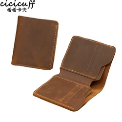 Top Genuine Leather Men's Wallet Retro Driving Licence Wallets for Men Durable Leather Portfel Male Cartera Hombre Purse for Men