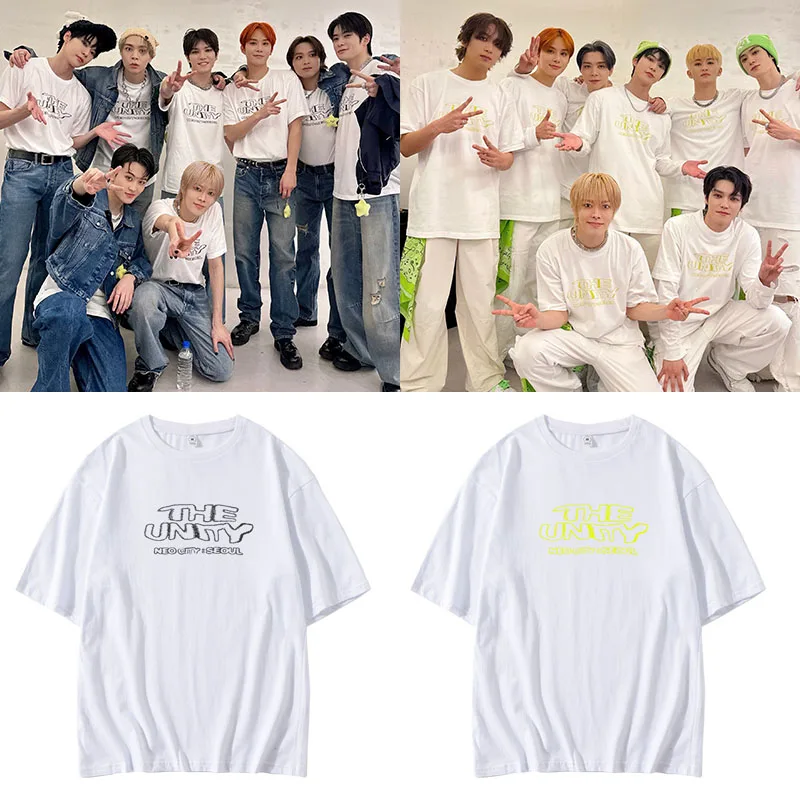 

Футболка NCT27 Concert Tour Uni Neo Ci Seoul свободного кроя с коротким рукавом, хлопковая, молодежная, модная, летняя, повседневная, с круглым вырезом и принтом