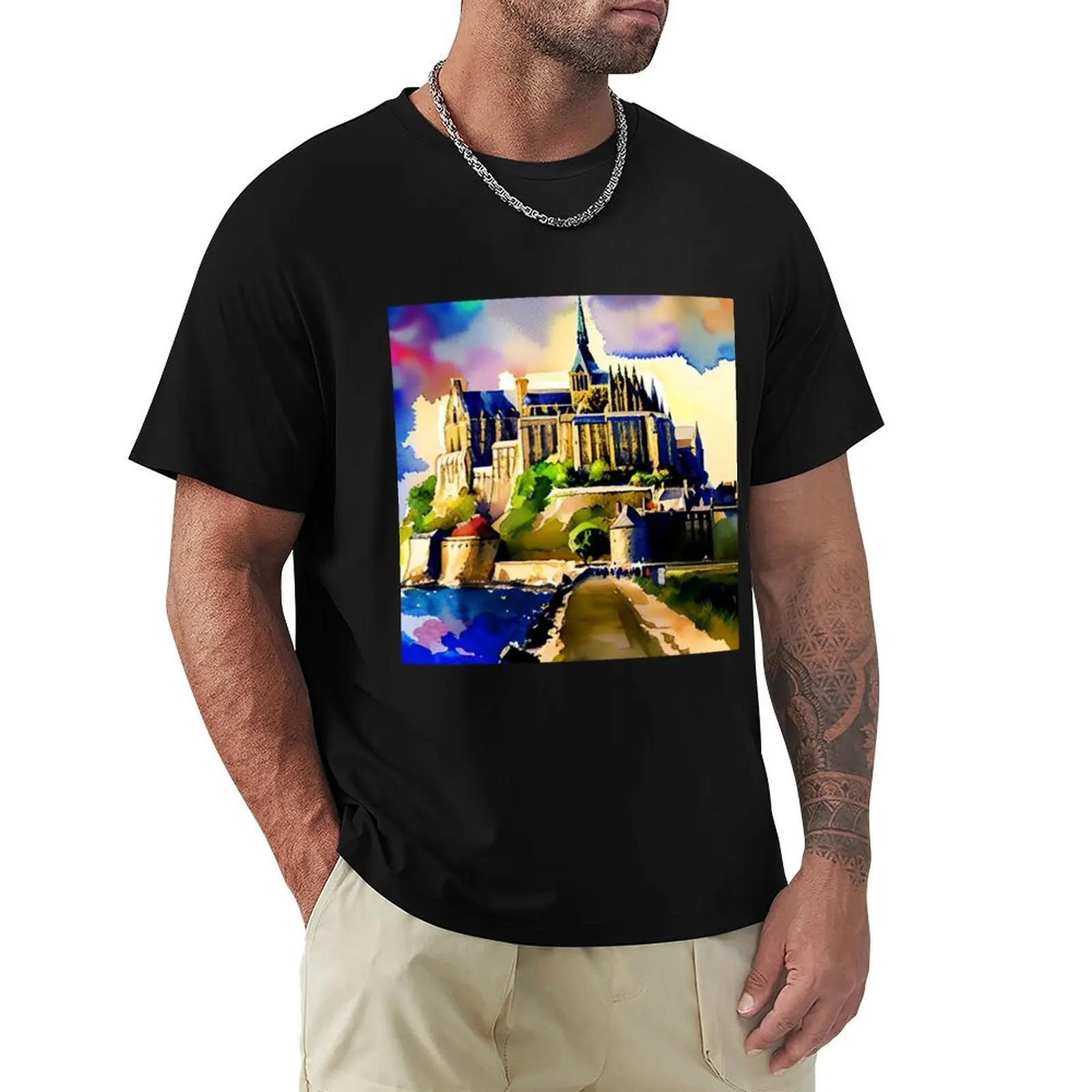 Mont Saint Michel Abbey, France T-Shirt Big Size Daily Wear T-Shirt