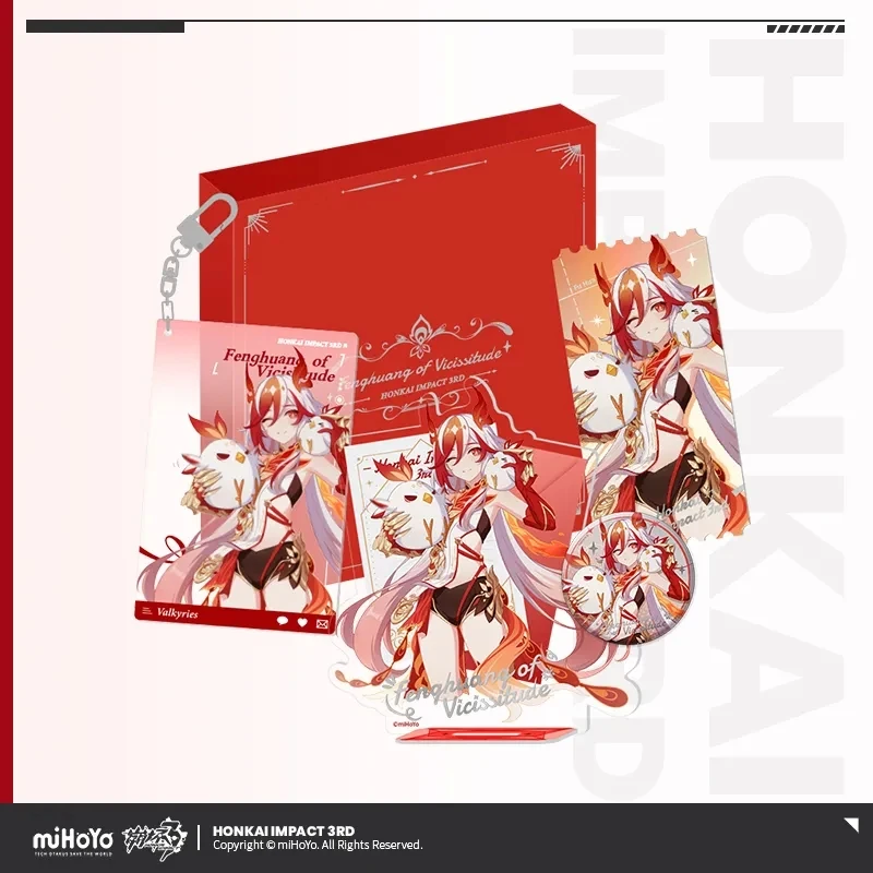 

[Genuine] Pre-sale Honkai Impact 3 Cosplay FU HUA FENGHUANG Of Vicissitude Theme Gift Box Standing Badge Photo Card Souvenir Set