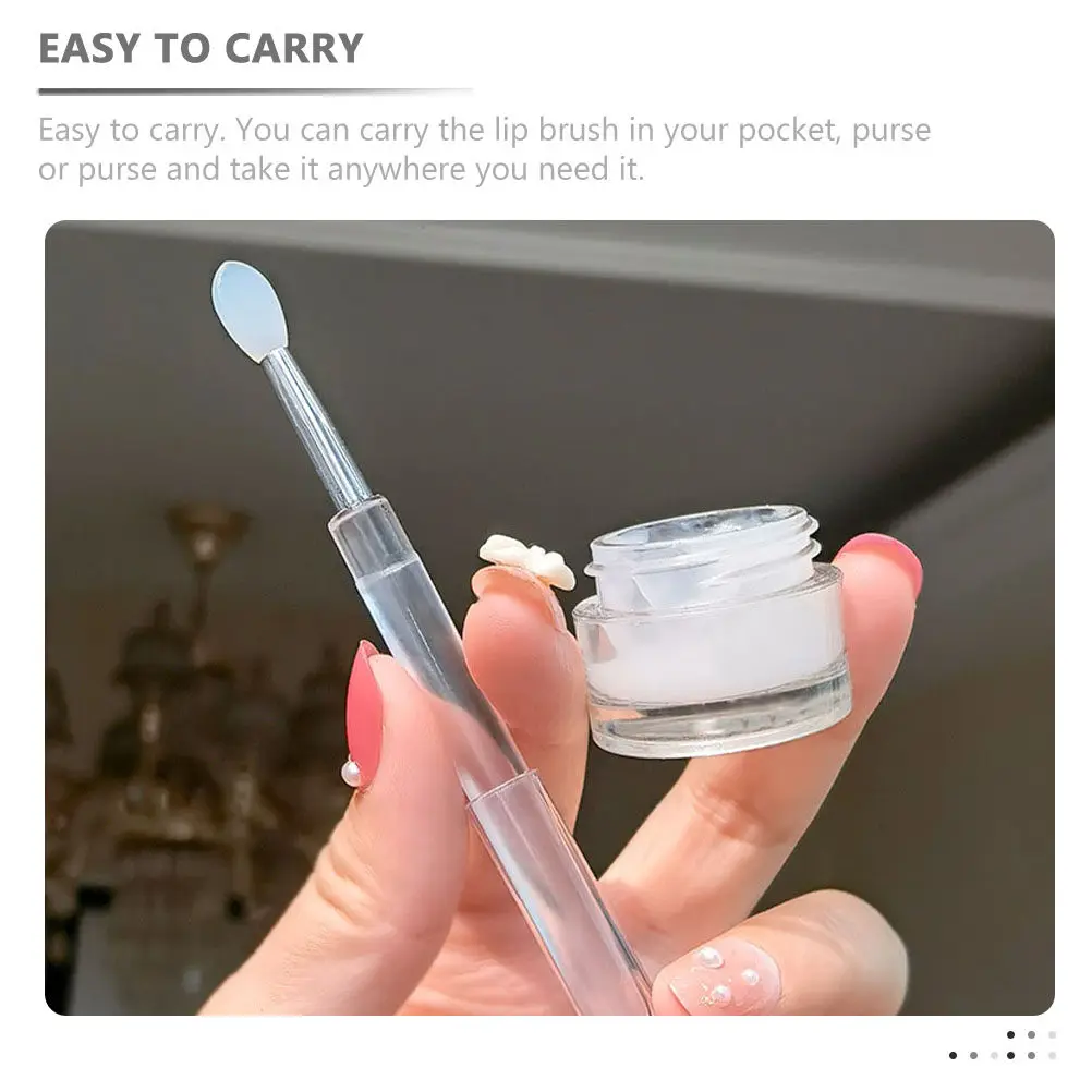 6Pcs Travel Size Silicone Lip Brushes for Lip Care Products Gloss Balm Eyeshadow Easy Apply Precision Control Makeup Accessory