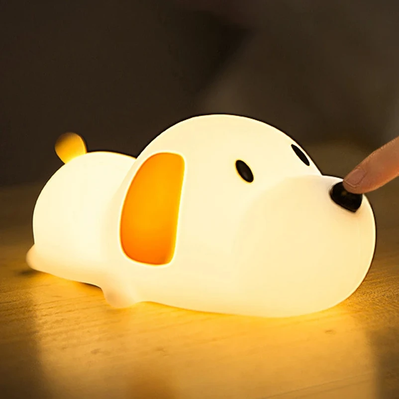 

Puppy Lamp Silicone Dog LED Night Lights Touch Sensor Colors USB Rechargeable Bedside Mood Light for Children Baby Toy Gift Leds