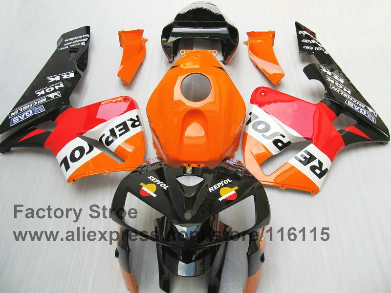 7gifts custom paint Injection Molding for HONDA 2005 2006 CBR 600RR CBR600RR fairings kit 05 06 orange repsol fairing set