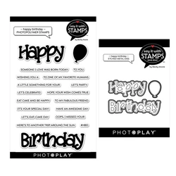 Happy Birthday Sentiments Clear Stamps February Newest 2023 Scrapbooking Cutting Dies Frames Card Craft