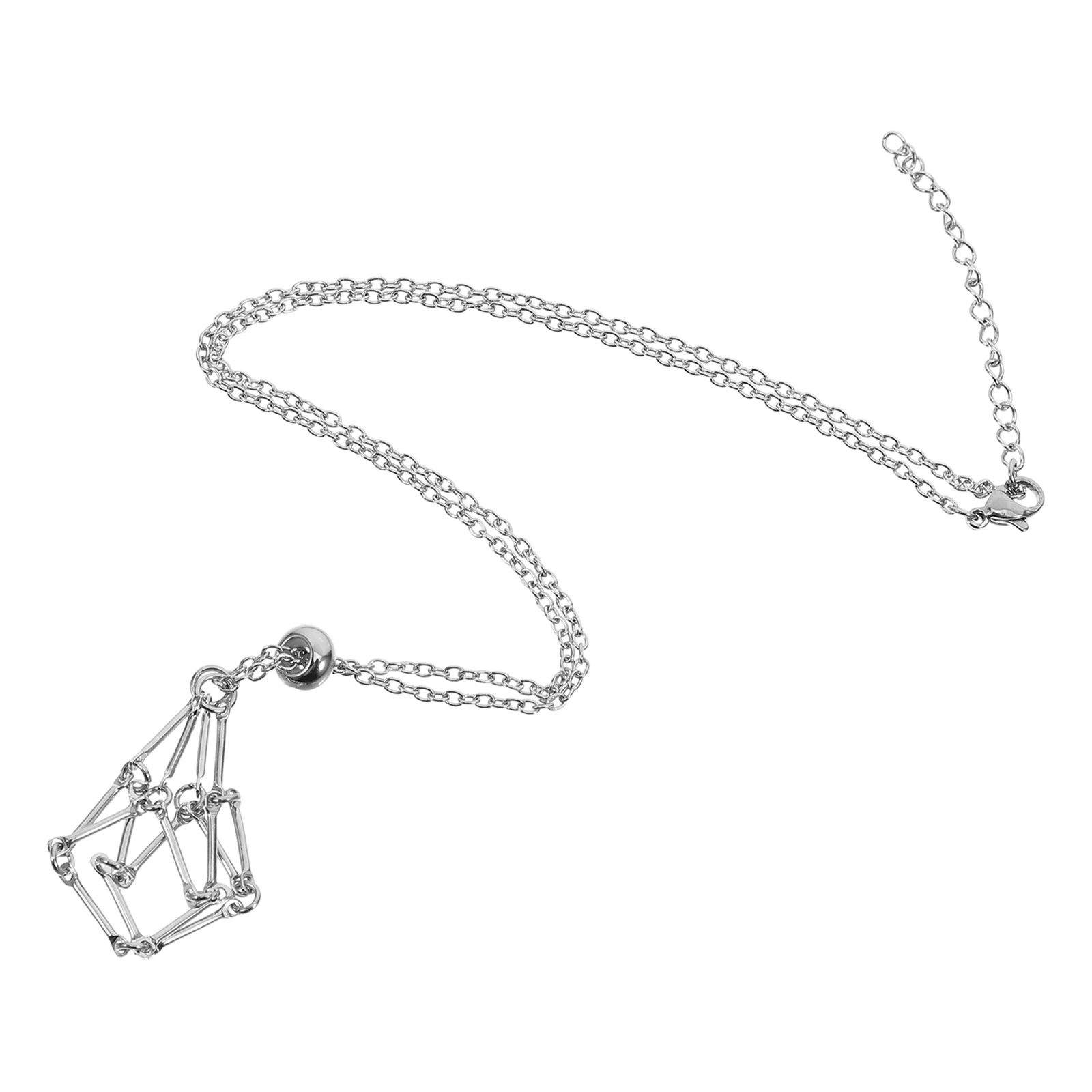 

Ожерелье-клетка из нержавеющей стали, регулируемая цепочка с кристаллами, подвеска-держатель для натуральных нерегулярных камней, ювелирные изделия своими руками