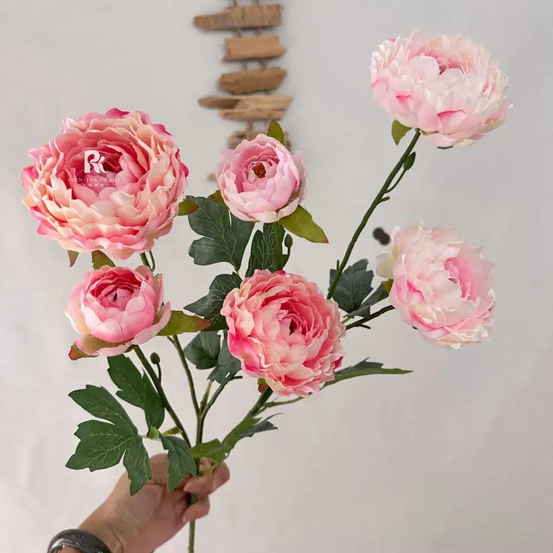 

Hot selling 3-head package heart peony simulation flower home decoration photography wedding floor props