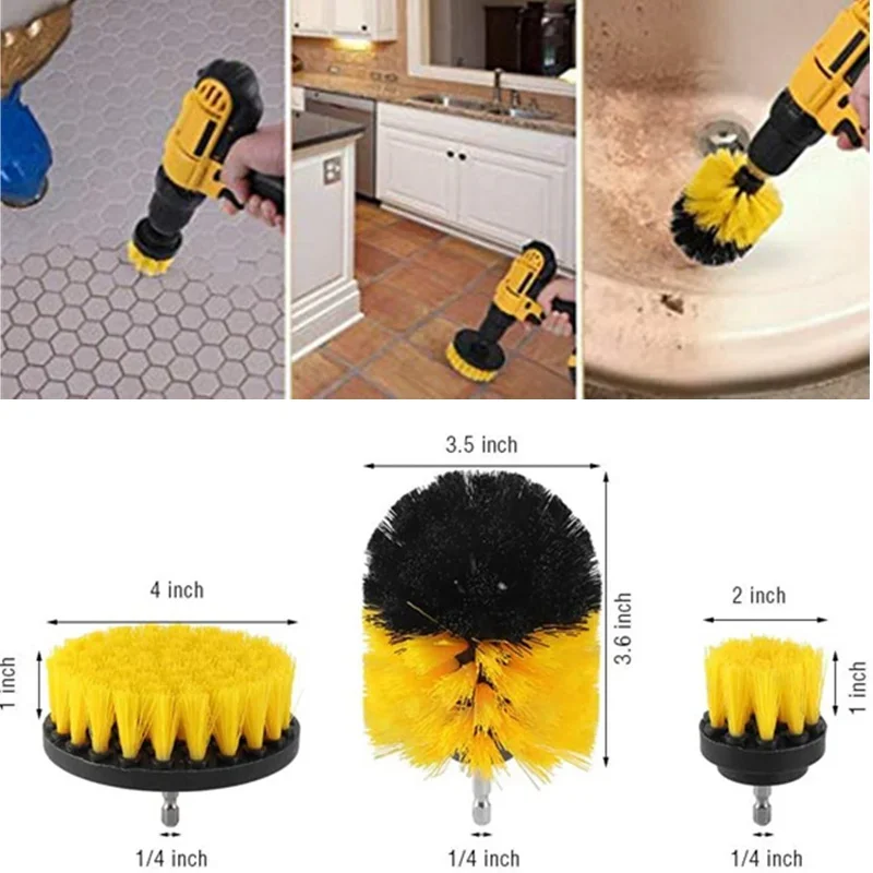 Electric Drillbrush Scrub Pads Grout Power Drills Scrubber Cleaning Brush Tub Car Cleaner Tools Kit for Automobile Care