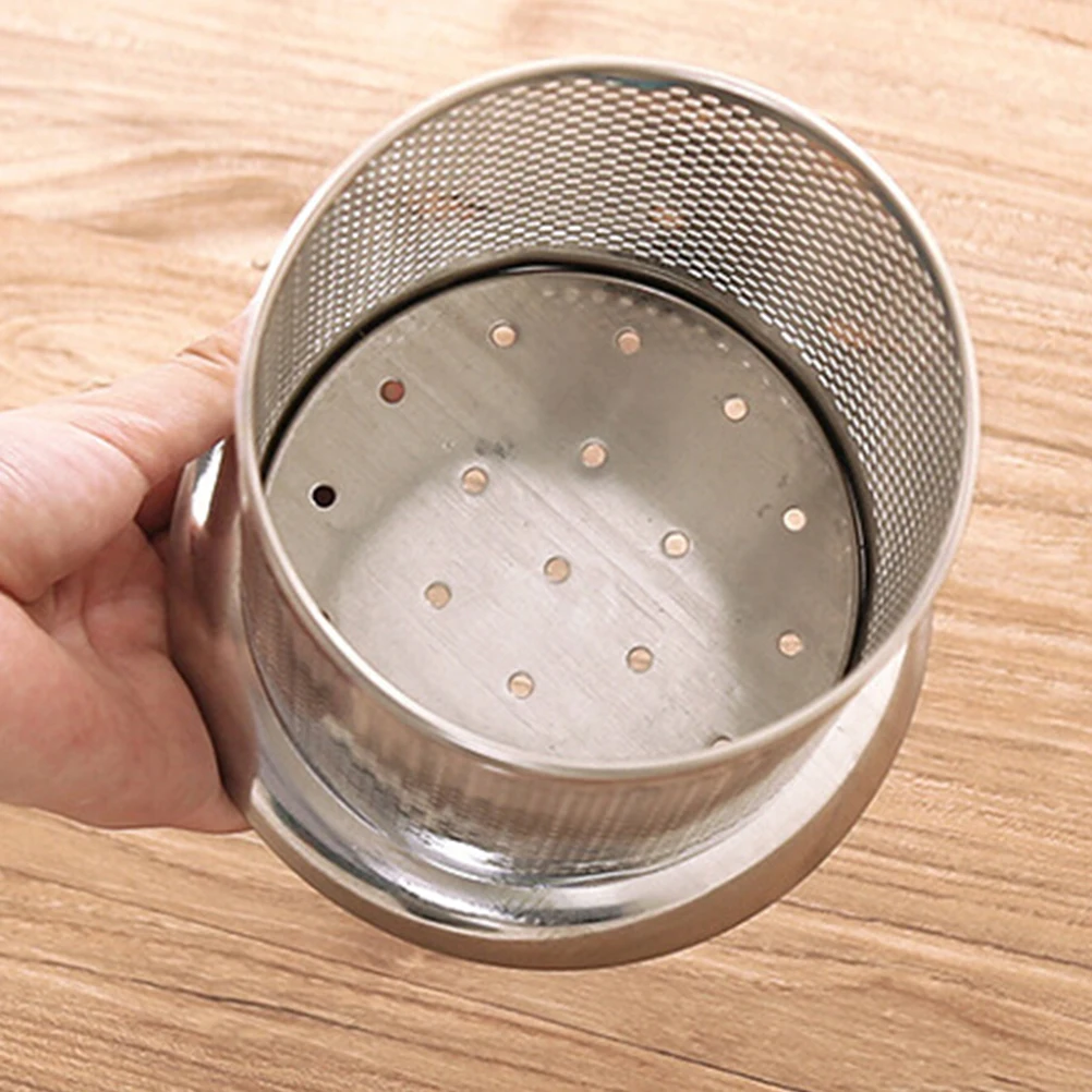 

Thickened Stainless Steel Utensil Holder Flatware Organizer Countertop Storage Canister With Drain Holes Lightweight