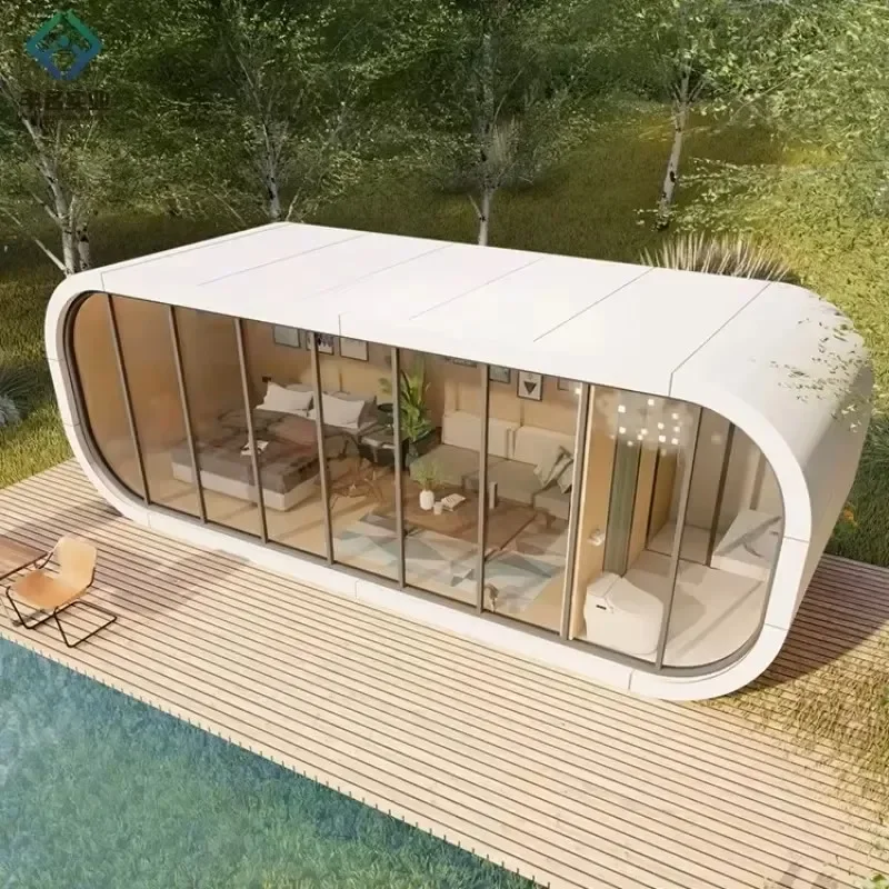 

Luxury Space Capsule-Inspired Modular Steel Offices | Waterproof Prefab Container Pods for Resorts & Apple-Inspired Workspaces