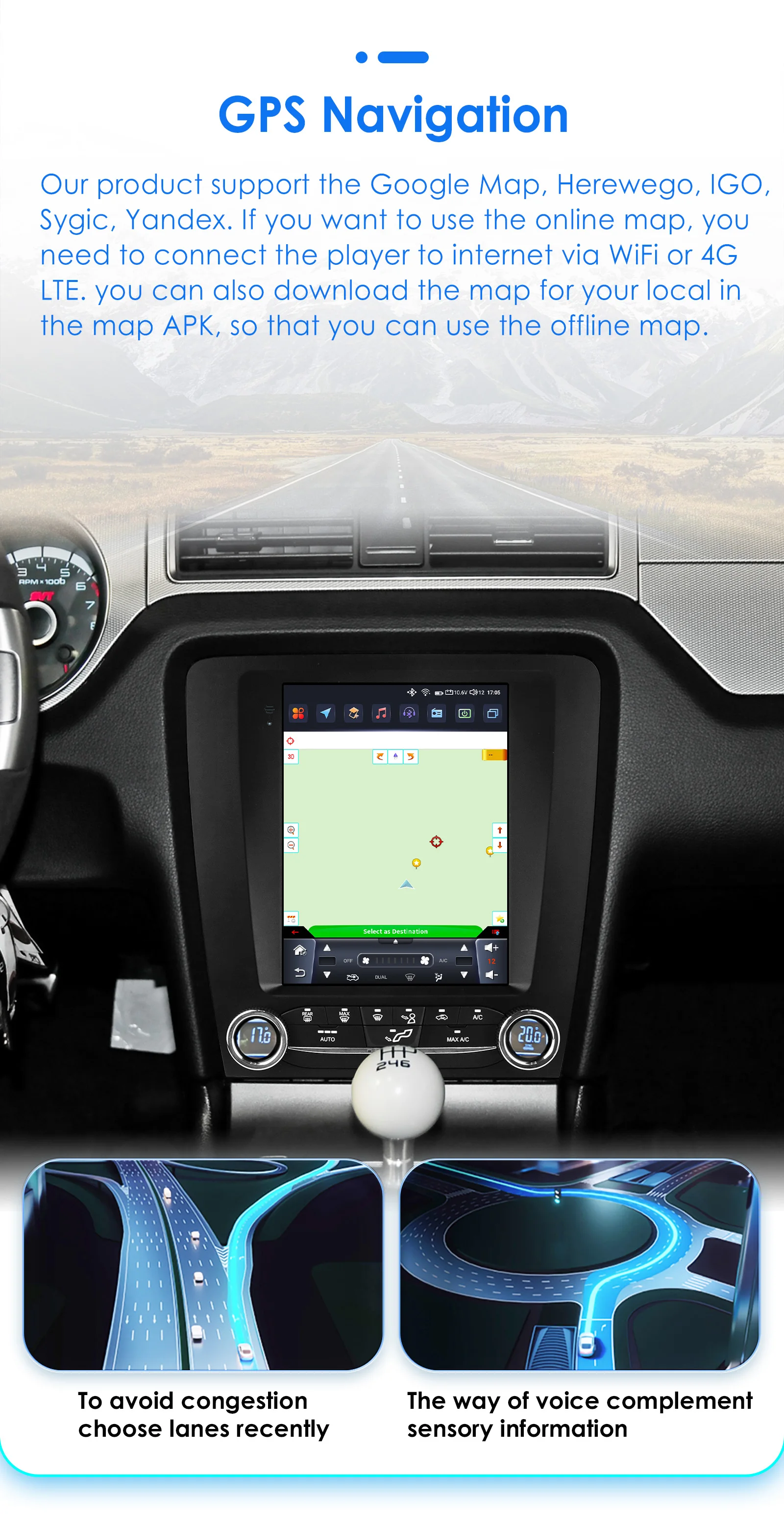 Hizpo For Tesla Style Android 14 For FORD Mustang 2010 - 2014 Radio Stereo Screen Multimedia CarPlayer GPS Navigation 9.7 Inch