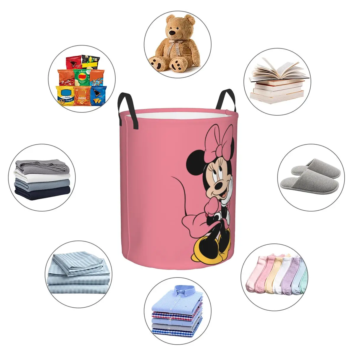 Minnie Mouse Mickey Toys Storage Basket Box Organizer Bins for Game Room