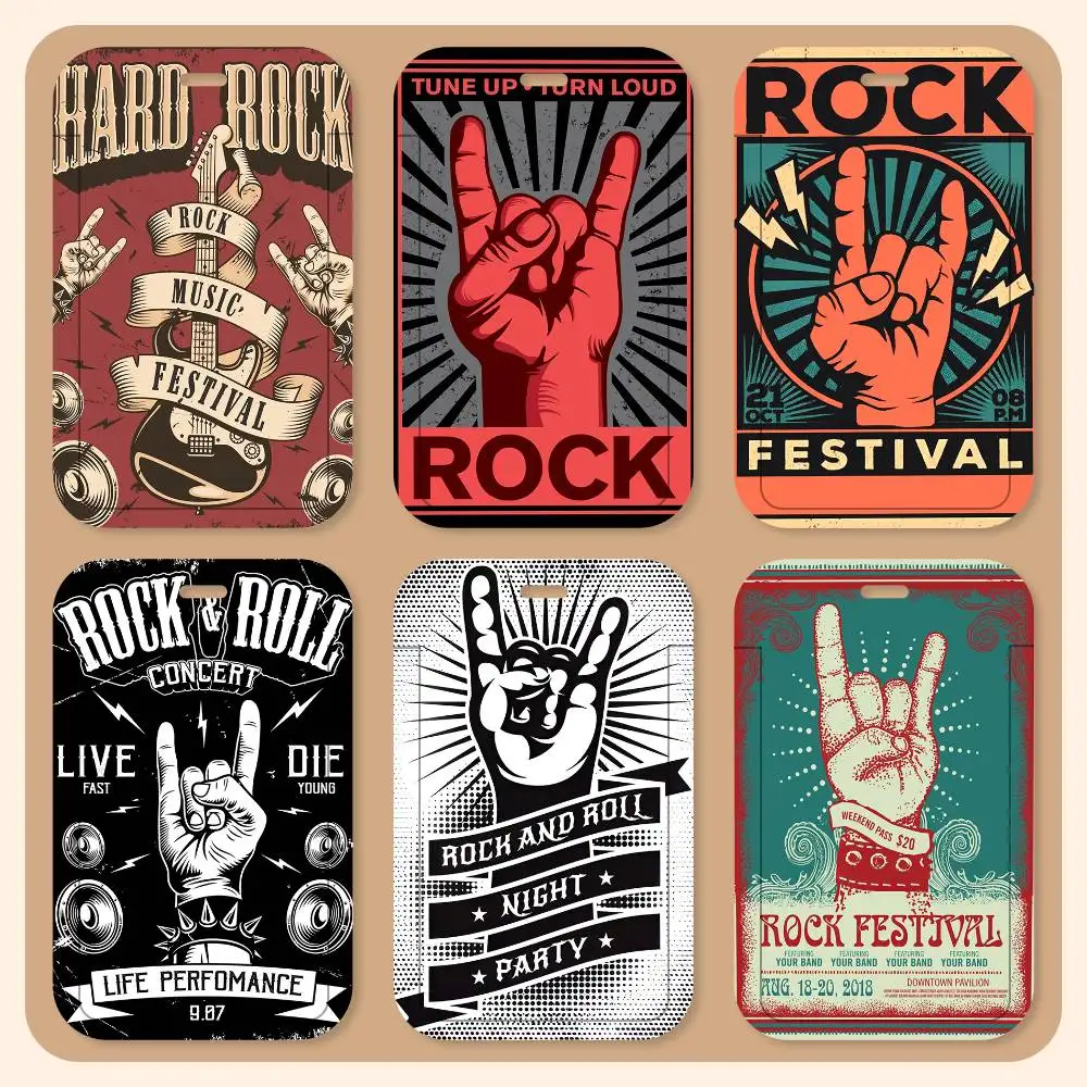 

rock roll gesture ID Card Holder Neck Strap Pendant Door Badge Holder Lanyards Keychain Work Credential Case Gift