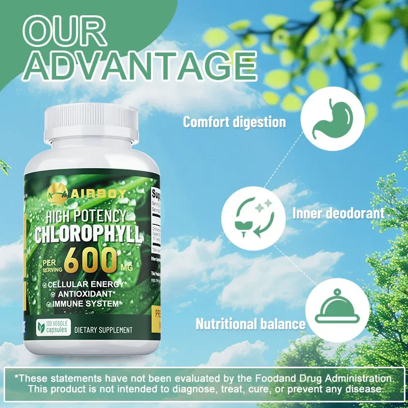 كبسولات الكلوروفيل 600 ملغ - تعزز المناعة، وتخفف من تعب العين، وتعزز الطاقة، وتعزز النظافة الداخلية #5