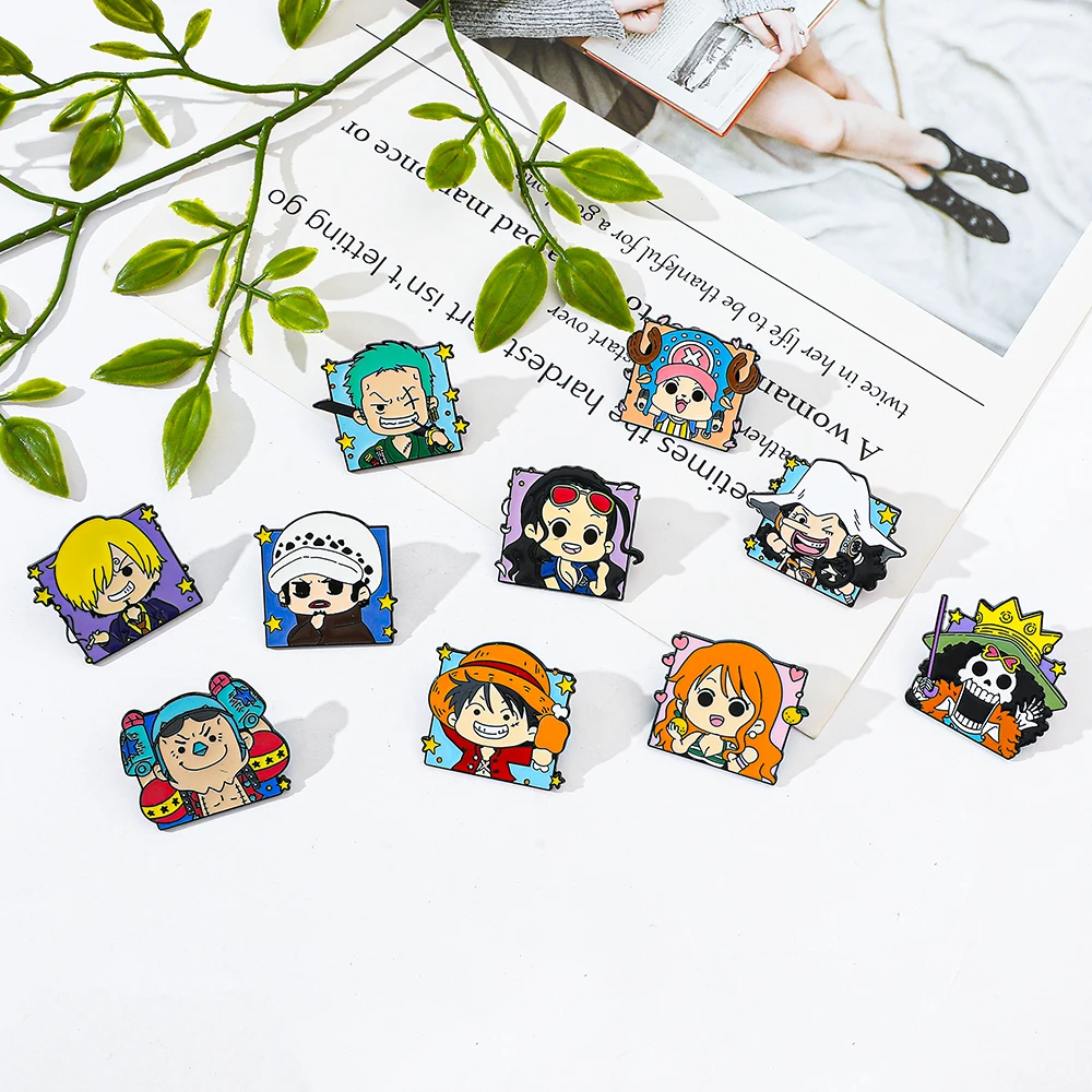One Piece Anime Action Figures Q Figurals Toys - Luffy Zoro Sanji Brooch Cap Badges Merchandise Decoration for Children Gifts view 5