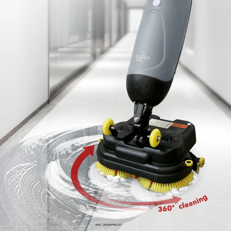 Draagbare, op batterijen werkende twee borstels, dubbele kop vloerschrobmachine, kleine commerciële loopdroger voor vloerreiniging