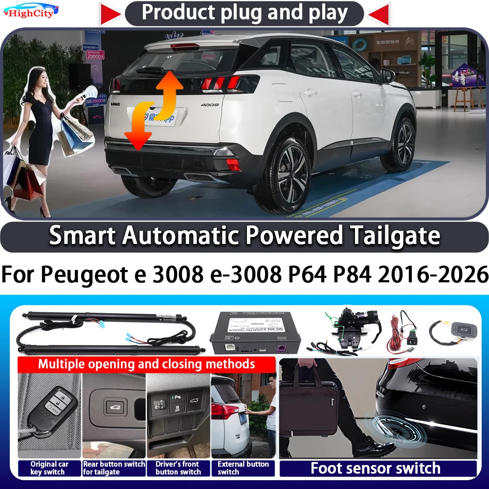 

For Peugeot e 3008 e-3008 P64 P84 2016-2026 Smart Automatic Powered Tailgate Key Control Lift Close Kit Electric Power Tailgate