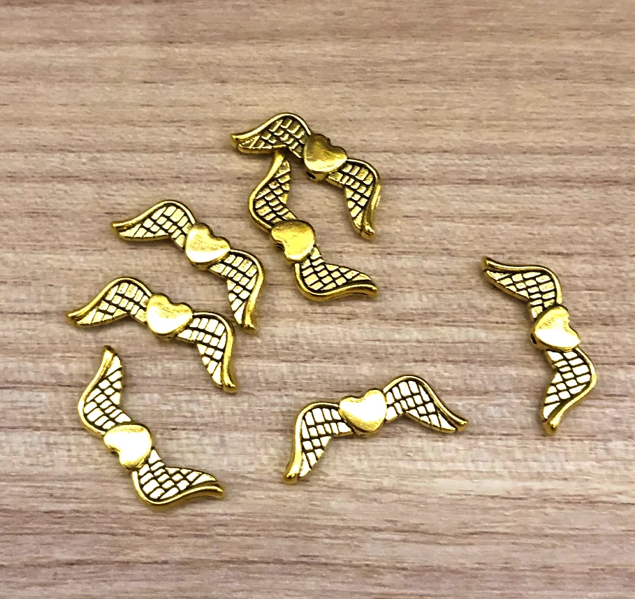 20pcs  20*7mm    Alloy metal handmade accessories  2sided  Wings shaped spacer beads   HWEF1935