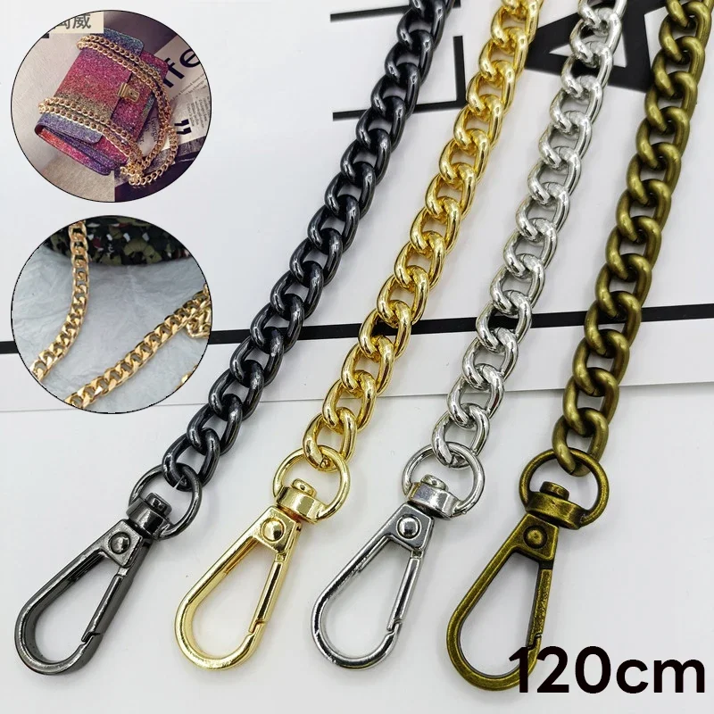 

120cm Metal Chain Golden Silver Gun Black Aluminum Chain For Jewelry Making Findings Bag Chain Strap Handle Replacement Chains