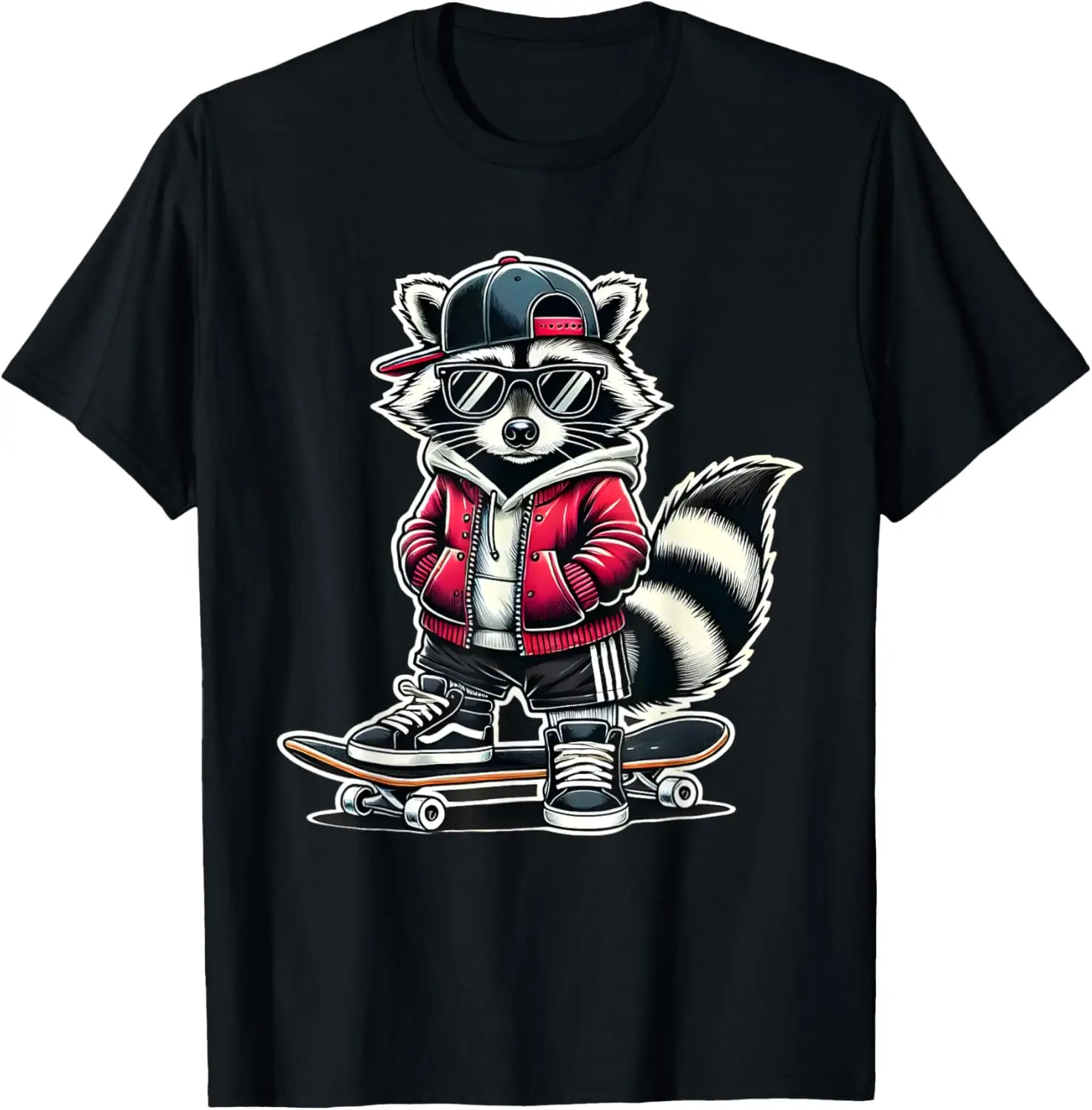 

Крутая спортивная футболка Raccoon Skater Boys Squad Raccoon Skateboarding