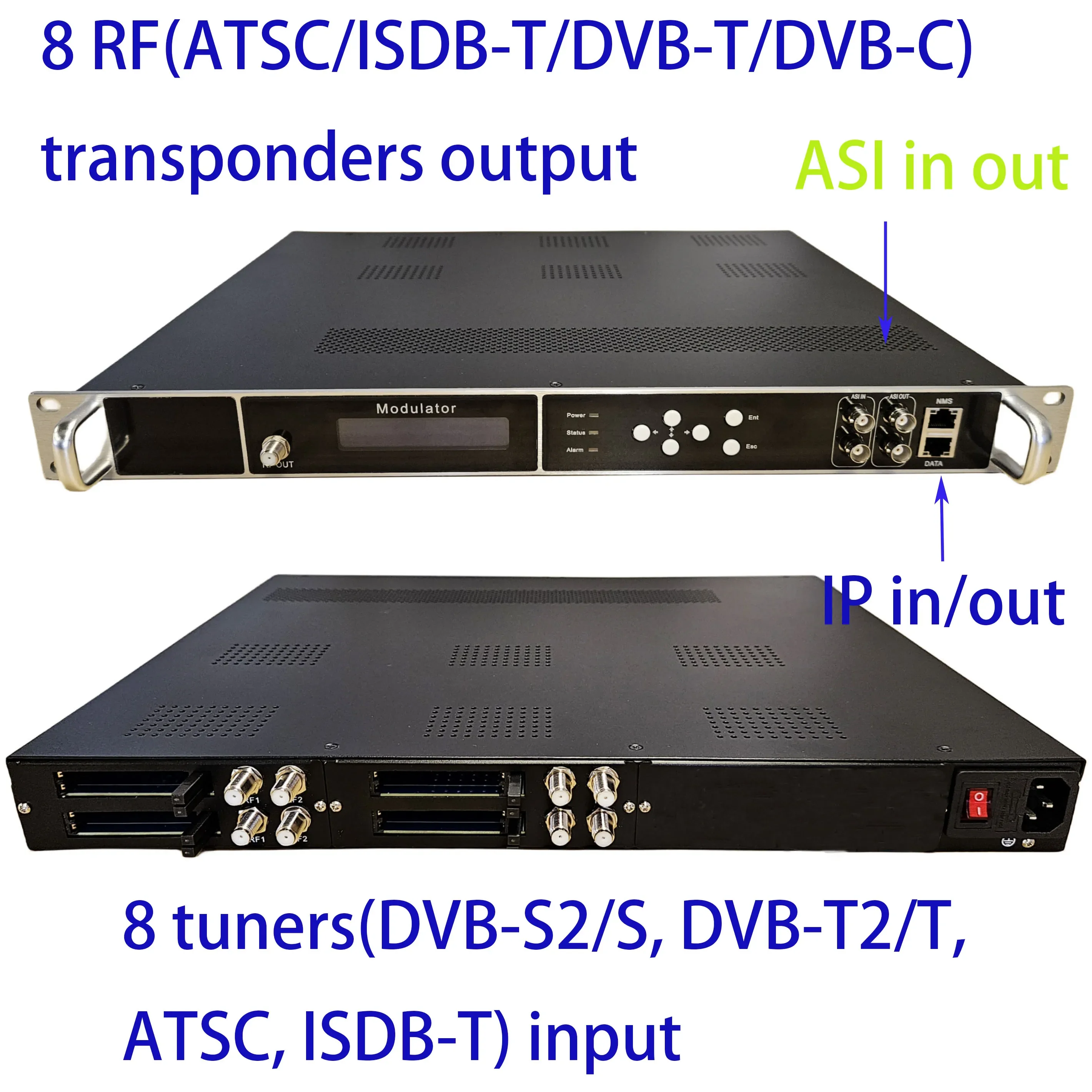 Modulatore catv digitale crittografato da dvb-s2/S a dvb-t/DVB-C/ATAC/ISDB-T, modulatore da DVB-T2/DVB-C/ATSC/ISDB-T a RF