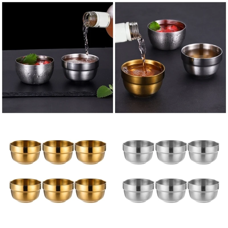 

6 Pack Metal Camping Cup Coffee Cup 80ML Drinkings Cups 304Stainless Steel Beverage Cup Suitable for Outdoor Activity 203C