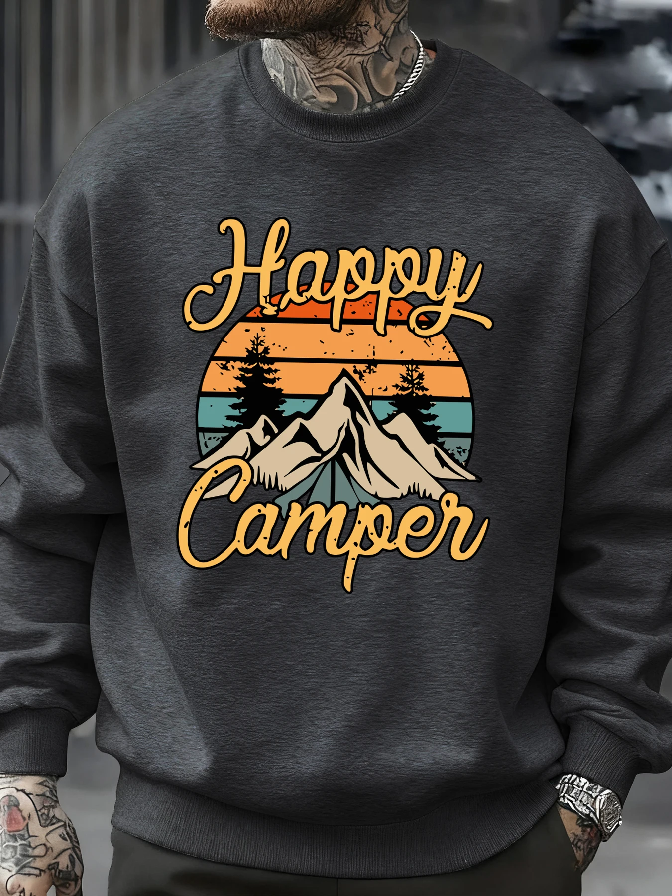 سعيد العربة جبل طباعة الصوف أساسيات الشارع الشهير الذكور س الرقبة الخريف البلوز Crewneck فضفاض هوديي الرياضة العصرية القمم #3