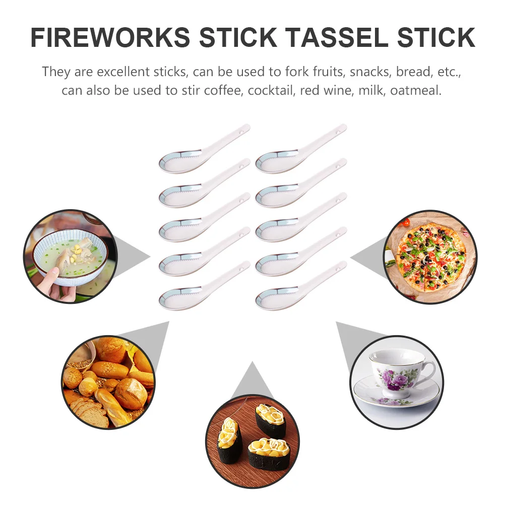 

10Pcs Porcelain Soup Spoon Chinese Style Fine Workmanship Small Spoons for Rice Porridge Comfortable Wash Dishwasher