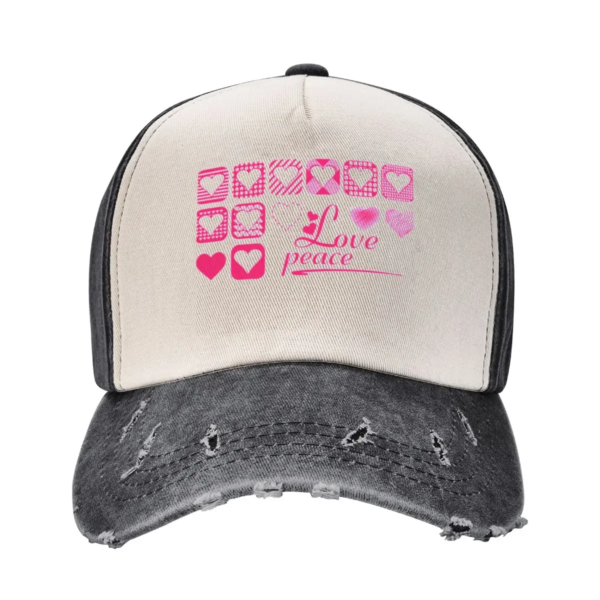 Love Peace Various Heart Graphic T-Shirt- Stylish Pink Baseball Cap fashionable Golf Wear Women's Golf Wear Men's