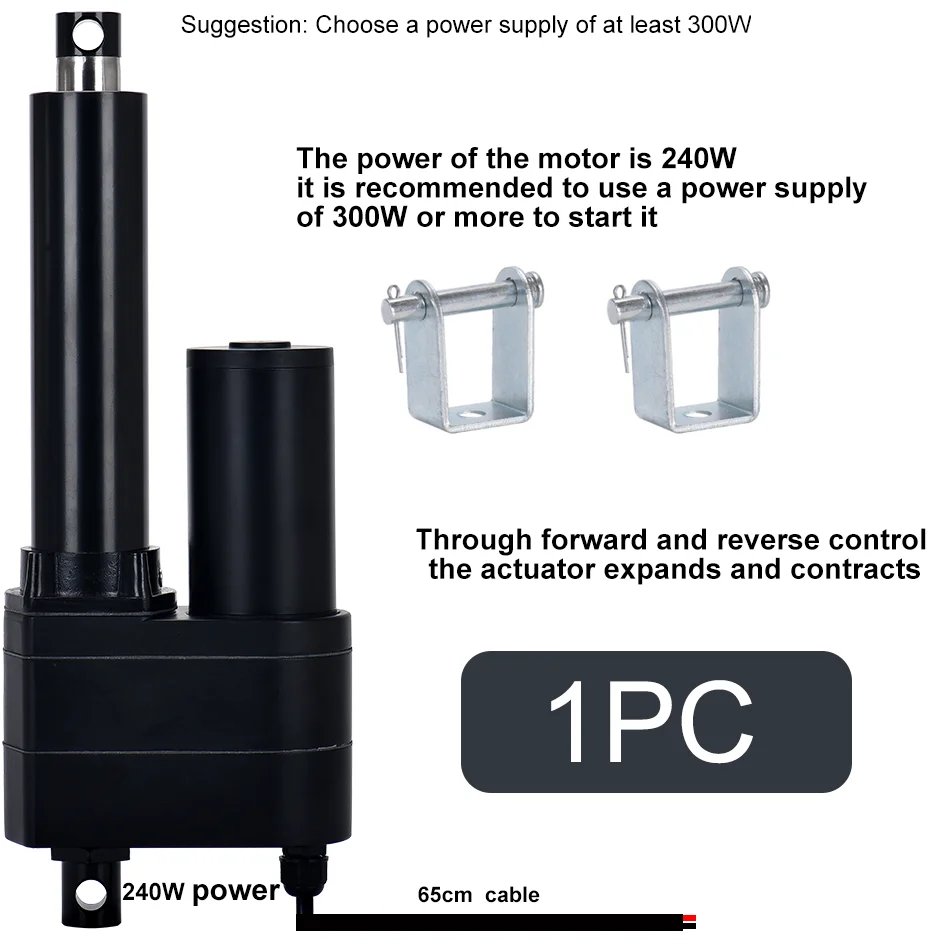 Electric Linear Actuator DC24V 12V MAX 1000kg Load 200mm 250mm 300mm 400mm Stroke Motor Drive Mechanical Arm Bracket