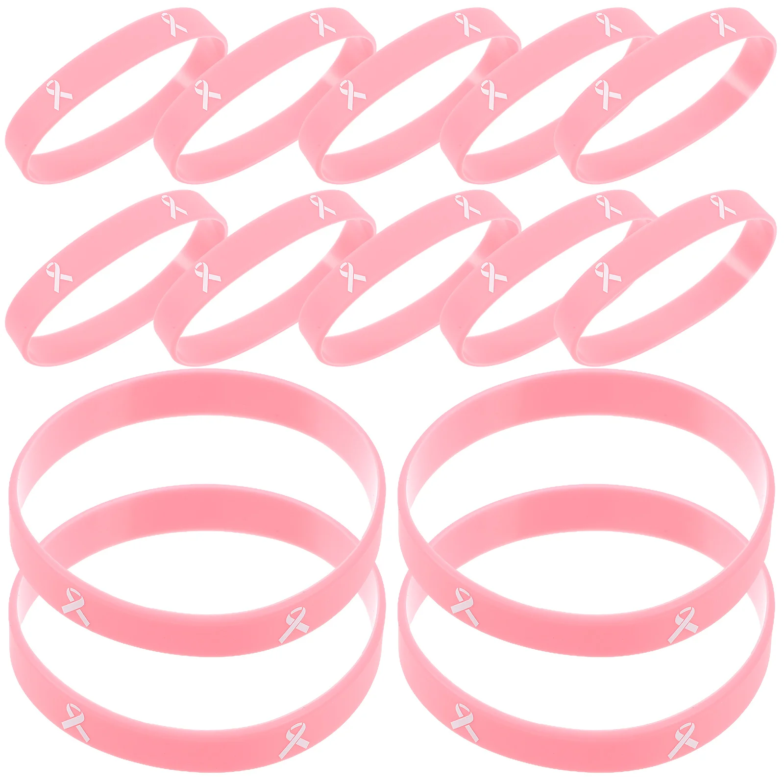 20 Pcs Breast Cancer Bracelet Custom Wristbands Bracelets Ribbon Awareness Women Silicone Silica Gel Motivational Strap