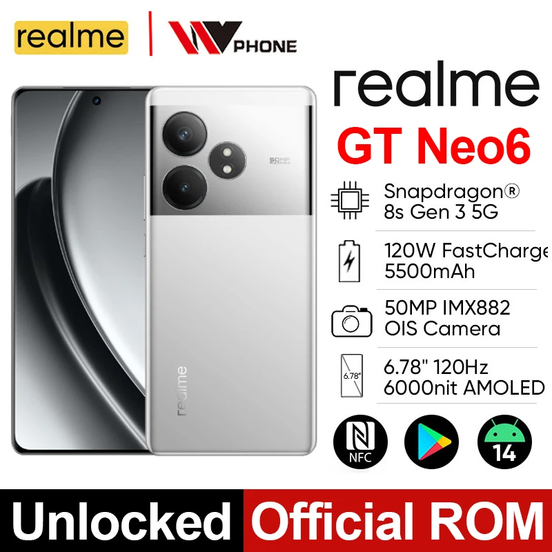 Разблокированный официальный ROM realme GT Neo 6 5G Snapdragon 8s Gen 3 50MP OIS 6,78 