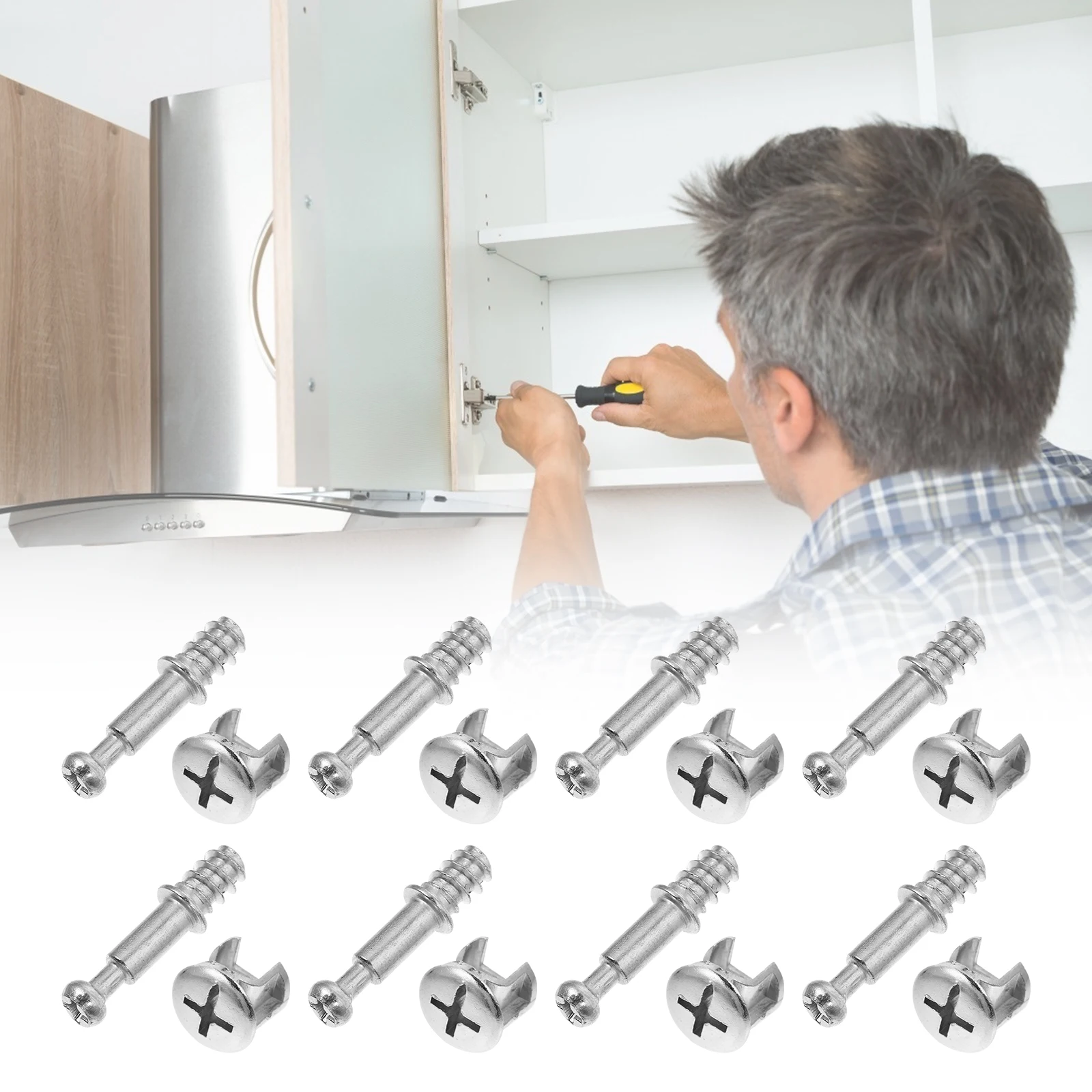 

50 set 28Mm Zinc Alloy Pre-Inserted Nut 2-In-1 Furniture Connector Cam Fitting For Wood Cabinet Bookshelf Wardrobe Bed Frame