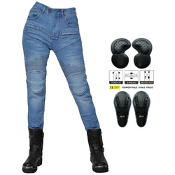 2025 New Women Motorcycle Jeans Upgrade Silicone Protector Detachable Racing Road Rider Four Seasons Casual Fashion Moto Pants