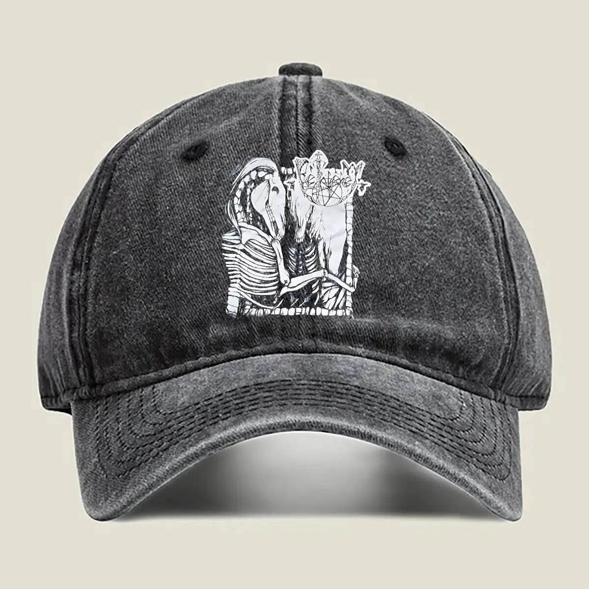 

“Skeleton Graphic Intricate, Dark - Fantasy Bone Art Design” Washed Baseball Cap