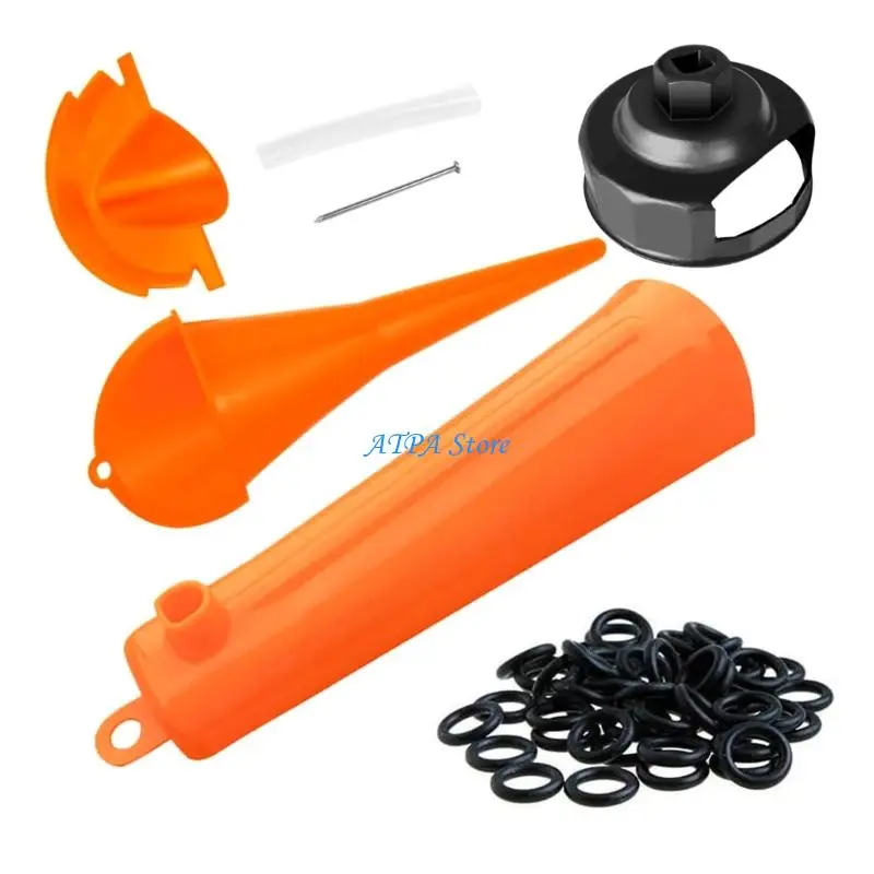 

U13C Essential Motorcycle Oil Service Tool Including Funnel And O Rings Plastic Construction Oil Refilling
