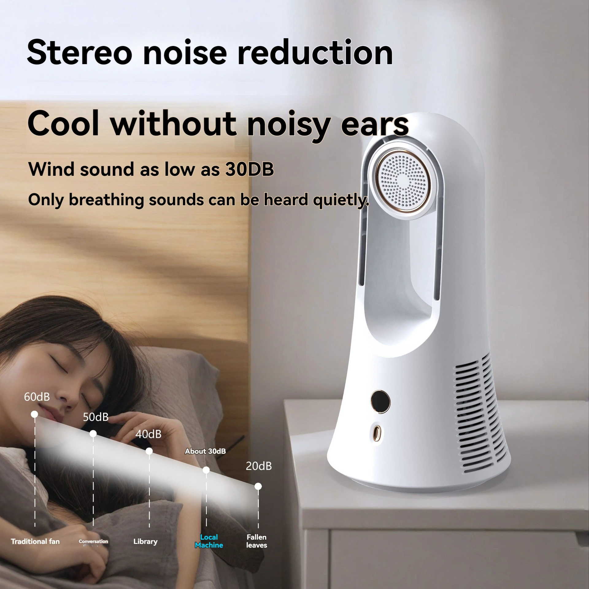 2024 New Fragrance Leaf less Fan Desktop USB Tower Fan Small Smart LED Screen Display Air Conditioning Fan for Home Bedroom