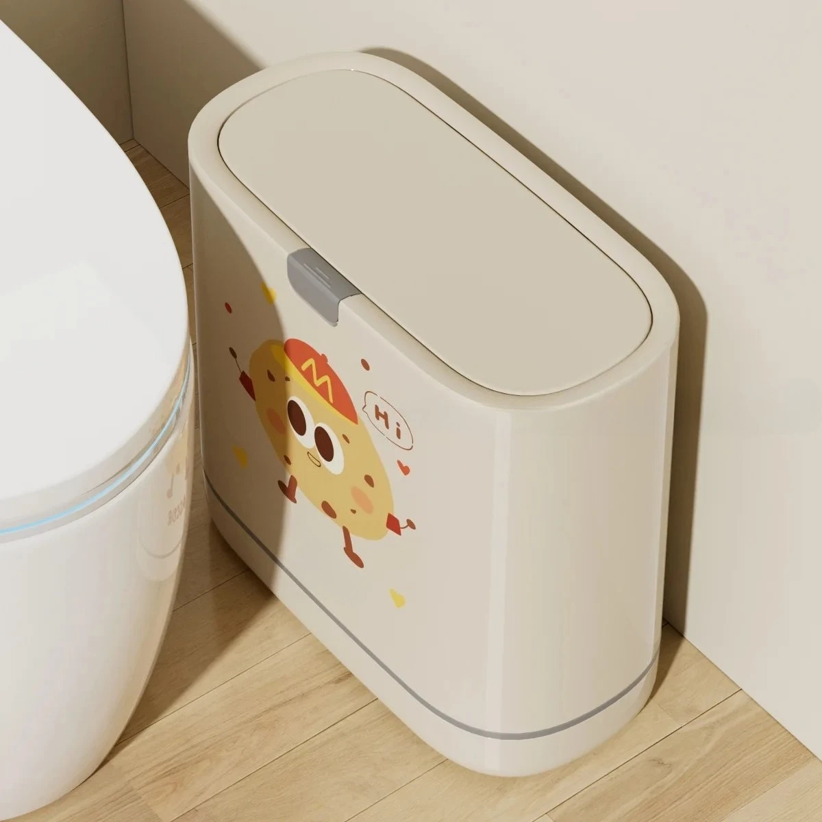 For Bathroom Toilet Home Kitchen Living Room Special Use High-Capacity Slim Trash Can with Lid Stylish Narrow Garbage Bin
