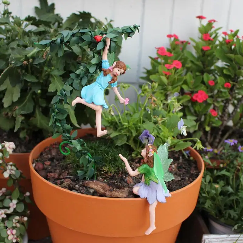 Garden Fairies Glowing In The Dark Garden Fairy Statue Flower Picking Collectible Miniature Landscape Scene Accessories For Yard