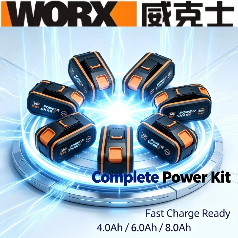 WORX Original 20V 6Ah 8Ah Rechargeable Battery，WA3014 WA3551 WG630 WG629 WX372 WX390 WX394 WX550 WX523 Power Tool Battery