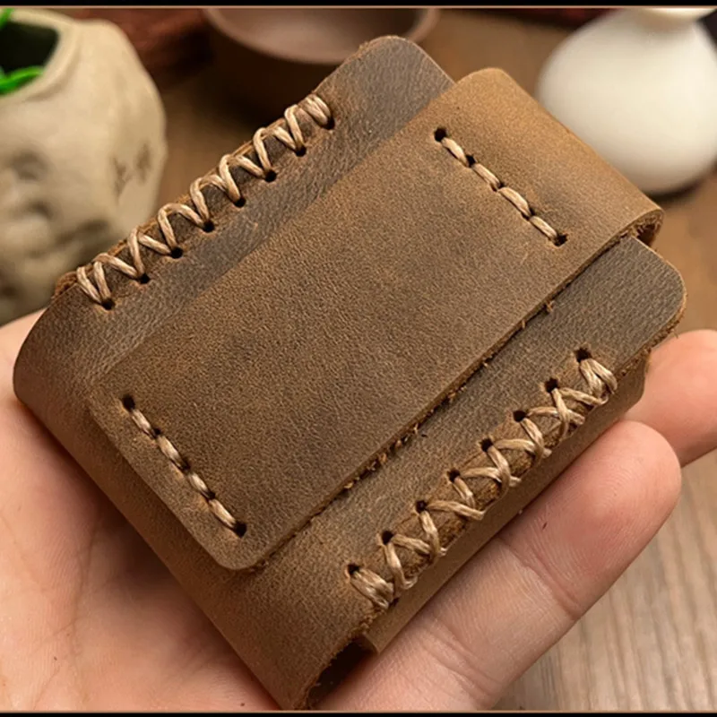 Handmade Cowhide Leather Protective Sleeve Buckle Lighter Holster Cover For Zorro 915S 912S Lighter Cover