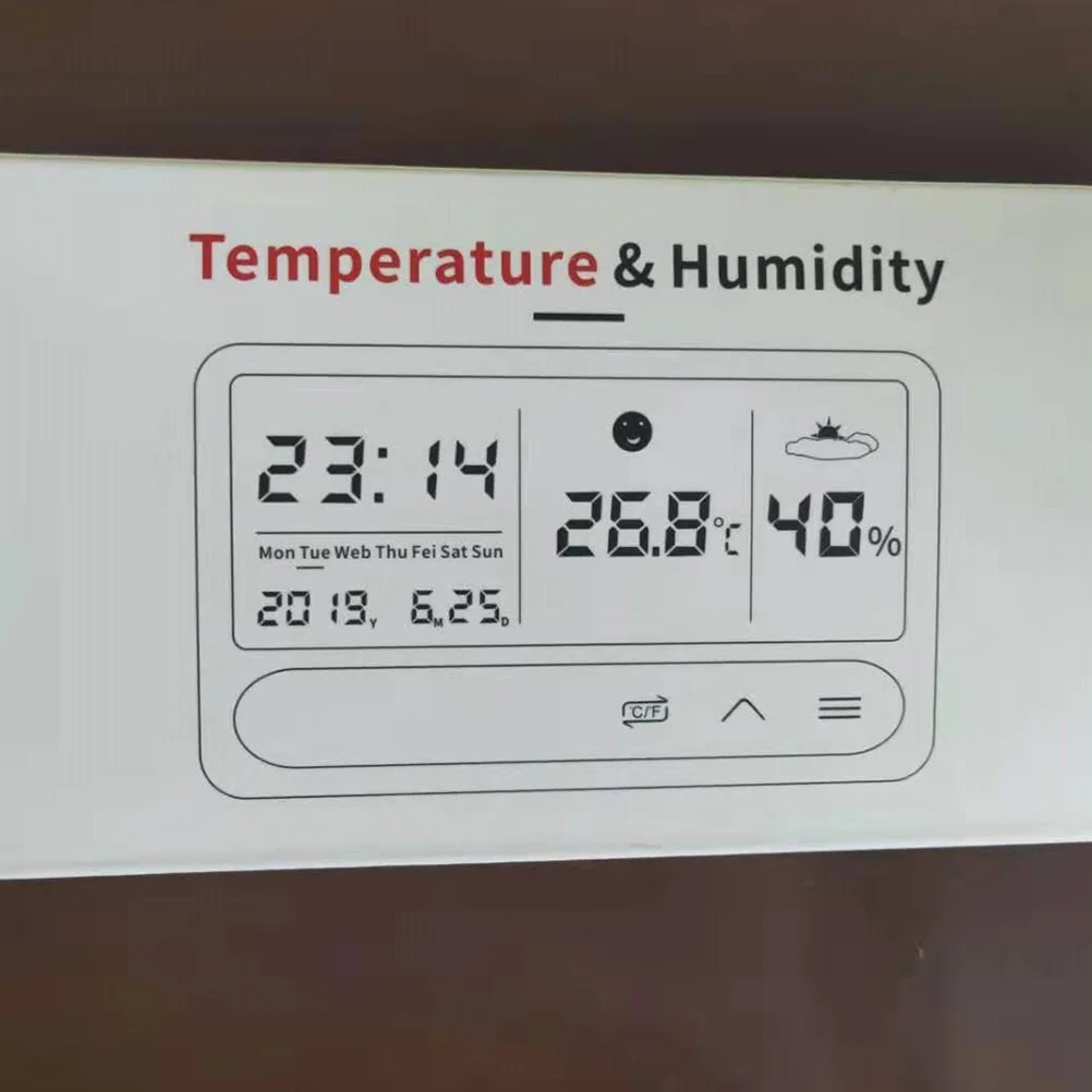 

1pc Touch Humidity Meter Lcd Digital Thermometer Hygrometer Clock Office Bedroom Living Room Decor 120Characters