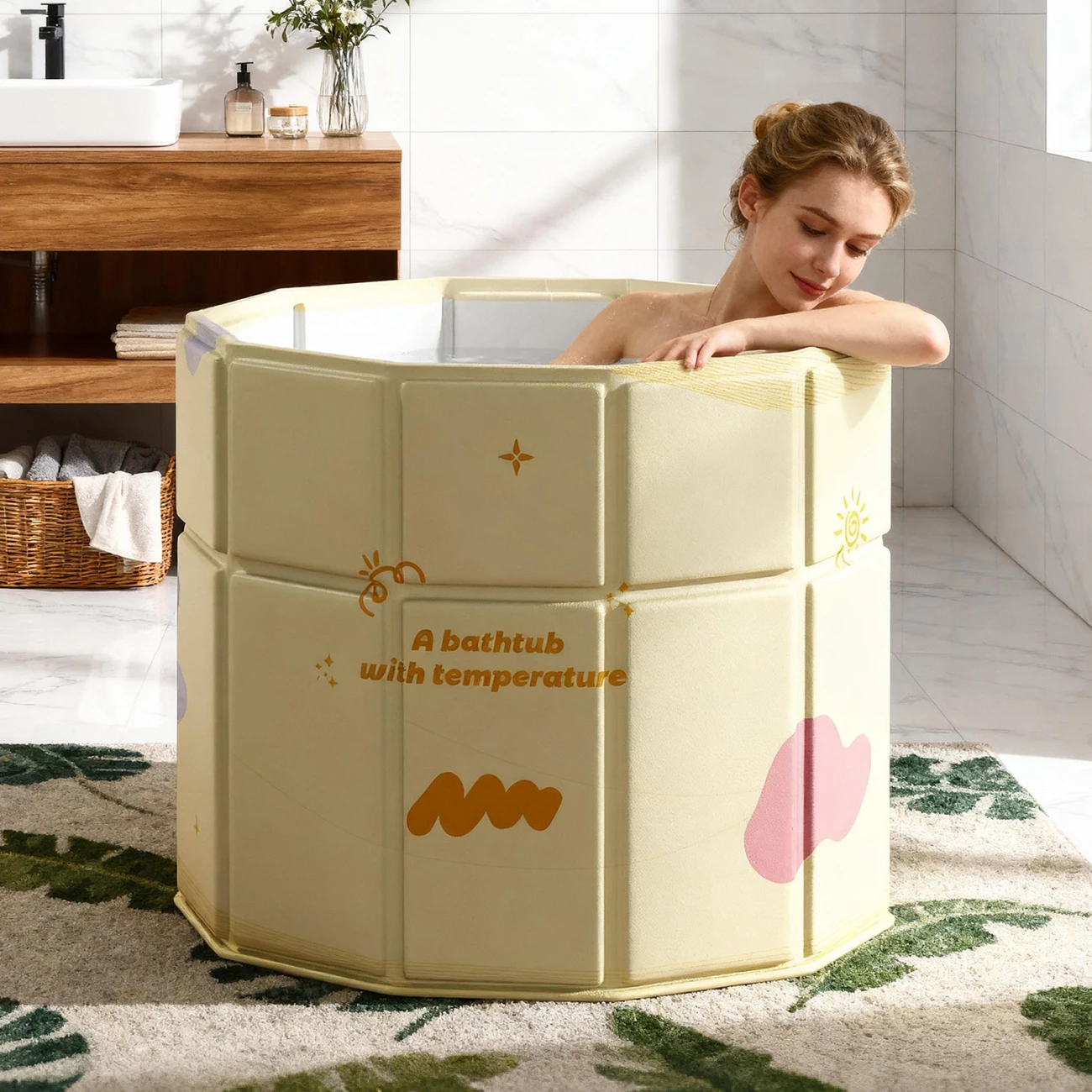 

1PC Collapsible Bucket for Soaking Feet, Portable Travel Foot Bath Tub, Insulated Foot Bath Bag with lid