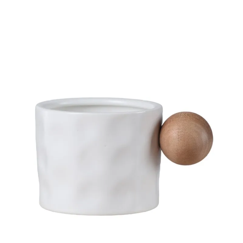 Ceramic Mug Design Sense Spherical Wood Handle