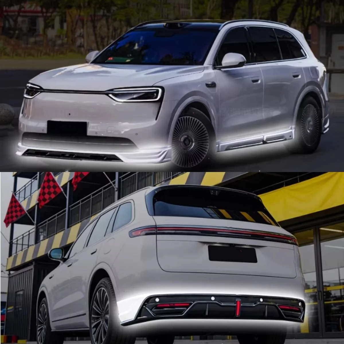 

Комплект обвесов для AITO M7 2026: Новый стиль, модифицированный, включает передний и задний сплиттеры, боковые пороги. Аксессуары для автомобиля.