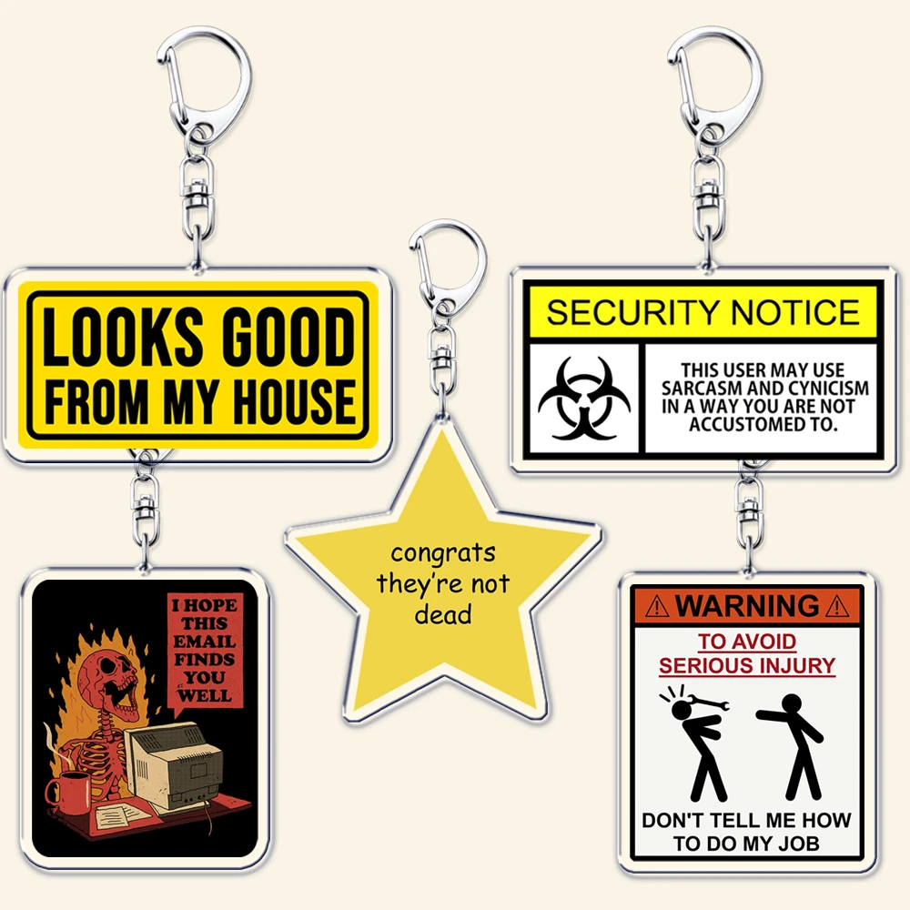 Fun Cool Work Job Office Meme Sign Keychains for Accessories Bag Keyrings Worker Joke Humor Jewelry Friends Working Quote Gifts