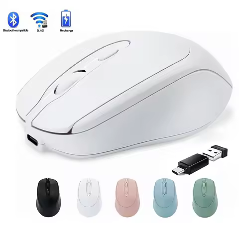 Rechargeable Wireless Mouse 2.4G Bluetooth-Compatible Silent Wireless Mouse for PC Laptop Macbook Tablet Portable Wireless Mouse