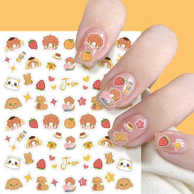 Licht und Nacht süße Cartoon Chibi Xiao Yi Lu Chen süße große Kopf Nagelaufkleber Weihnachtskuchen Otome Spiel Otaku Nail Art Aufkleber