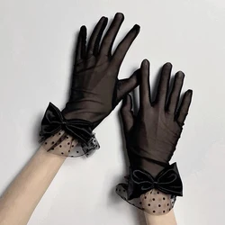 Women Black Summer Uv-Proof Driving Gloves Mesh Fishnet Gloves Lace Mittens Full Finger Girls Lace Fashion Gloves NEW