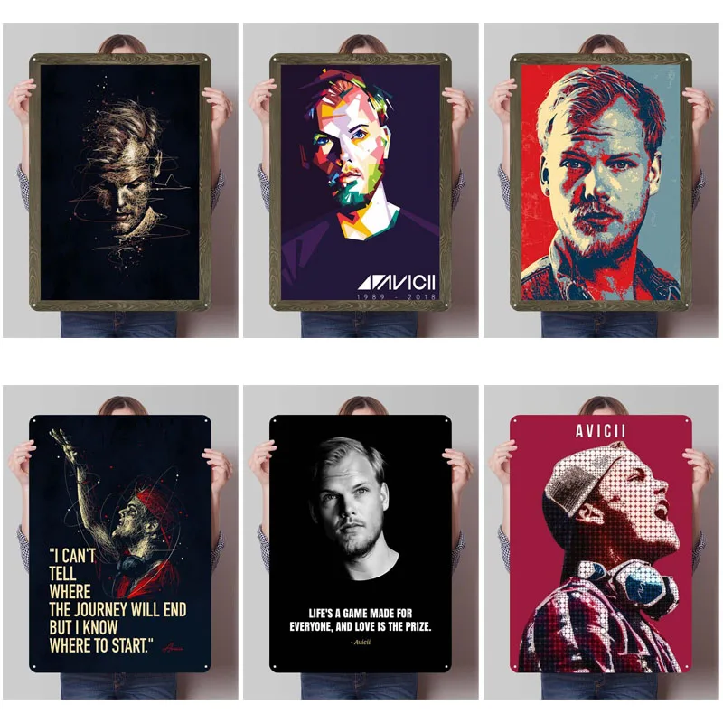 Avicii рэпер певец металлические постеры украшения спальни гостиная металлические жестяные вывески на заказ табличка для настенного художественного украшения тарелки