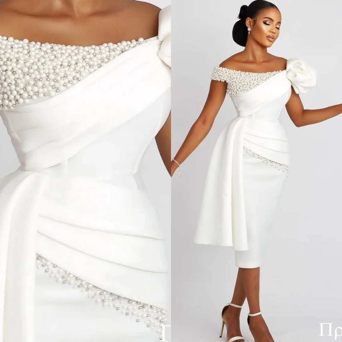 

Customized Exquisite Satin Sparkly Pearls Luxury Wedding Dress Simple Sleeveless High Quality Bridal Party Fashion Bridal Gowns